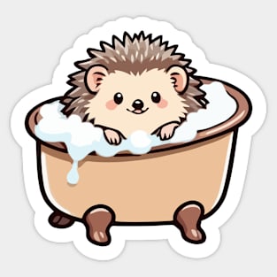 Cute Hedgehog in the Bathtub Sticker